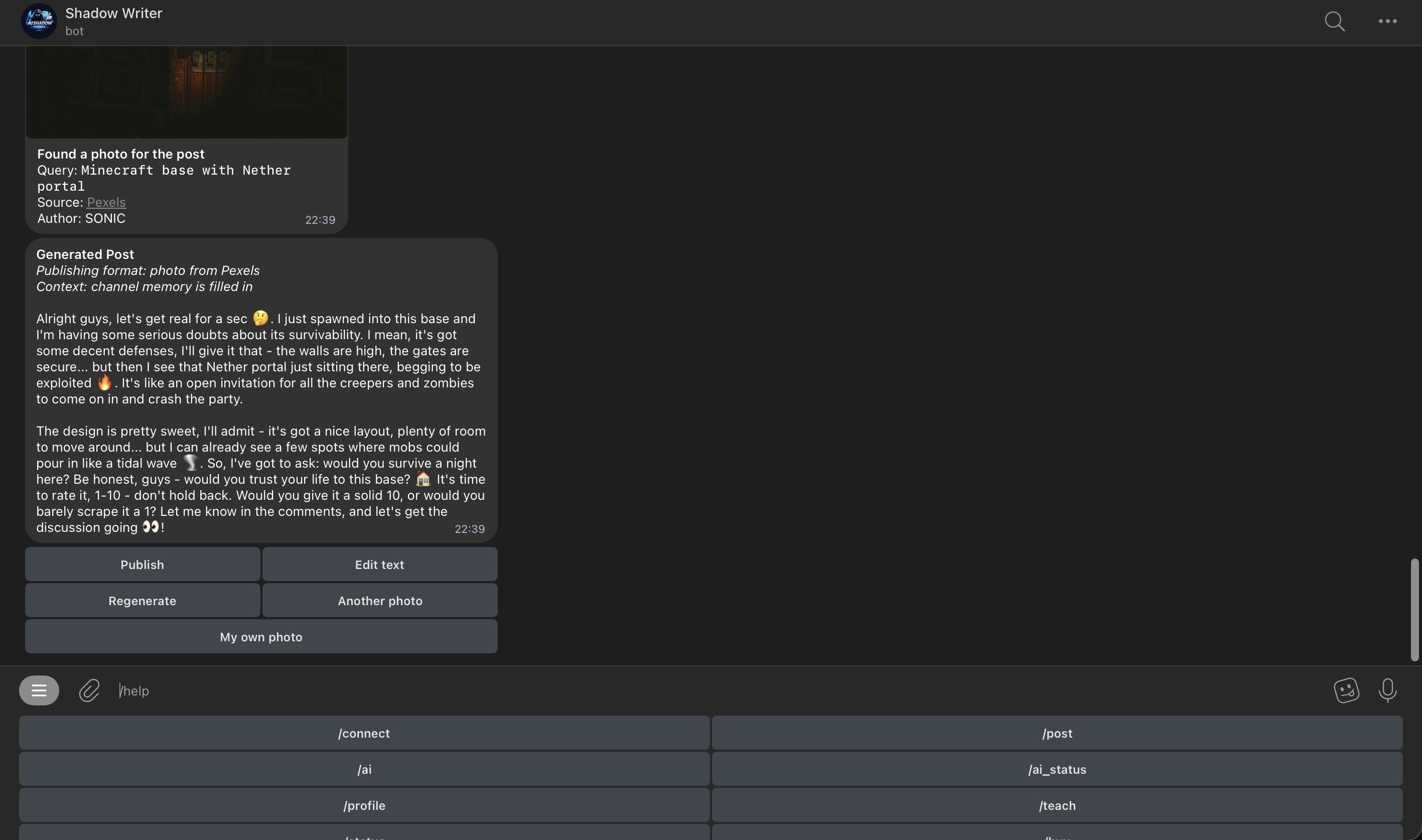 Draft and publish workflow screenshot